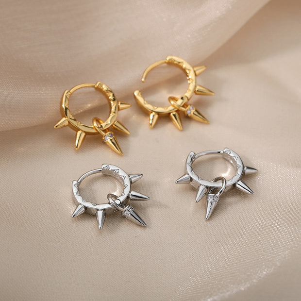 Hip-Hop Punk Hoop Earrings for Women Girls Luxury Stainless Steel Gold Color Hoops