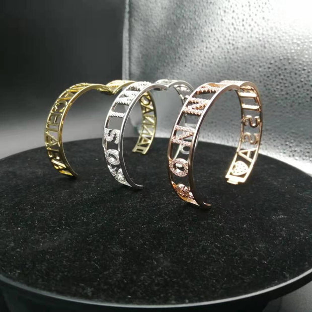 Bracelets for Women Men Copper Bracelet Jewelry Bracelet with Zircon Name Personalized