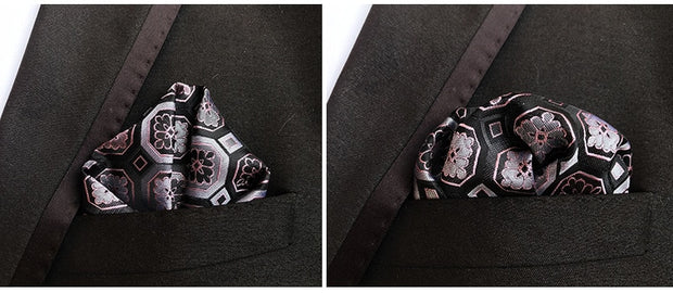 EASY.H Luxury 25*25CM  Vintage Floral Paisley Silk Hanky Pocket Square