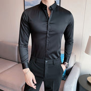 5XL-M Plus Size Long Sleeve Shirt For Men Clothing 2022 Simple Business Formal Wear