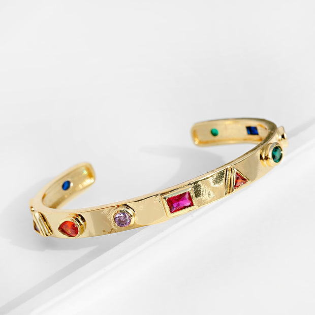 Luxury Zircon Crystal Hollow Gold Color Bangle Bracelet For Women Classic Star Evil Eye