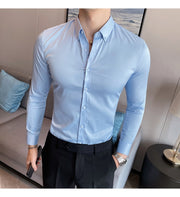5XL-M Plus Size Long Sleeve Shirt For Men Clothing 2022 Simple Business Formal Wear