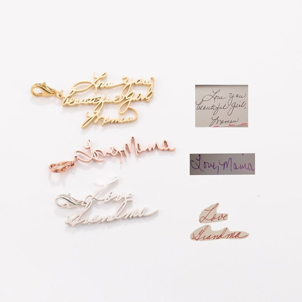 Handwriting Charm Stainless Steel Signature Charm Custom Handwriting Jewelry