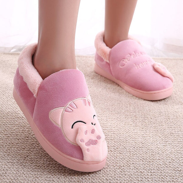Cartoon Cat Slippers Non-slip House Shoes Couple Lovers Indoor Bedroom Footwear