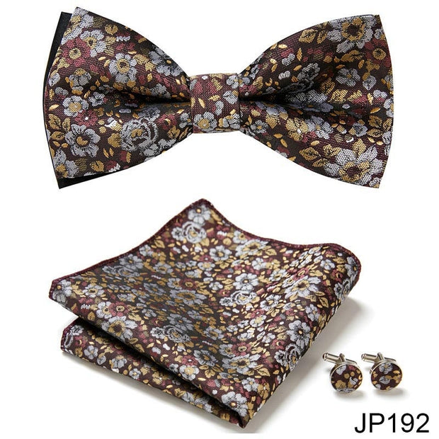 New Paisley  Bow Tie for men Wedding Bowtie Handkerchief Cufflink Set