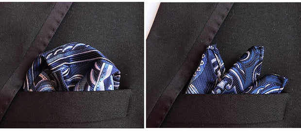 EASY.H Luxury 25*25CM  Vintage Floral Paisley Silk Hanky Pocket Square