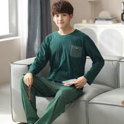 Full Pure Cotton Pajamas Letter Sleepwear Solid Color