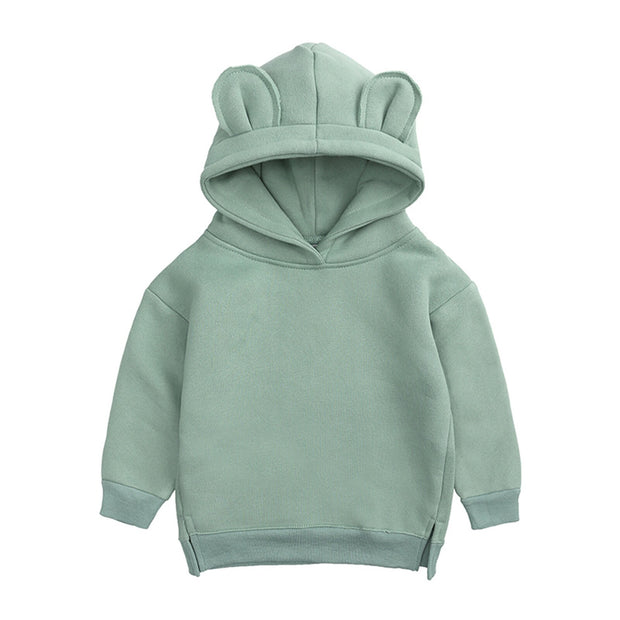 New Fashion Baby Boys Girls Clothes Solid Color Pullover Hooded