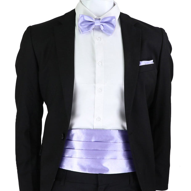 New Fashion Mens Cummerbund Bow Tie Brooch Set