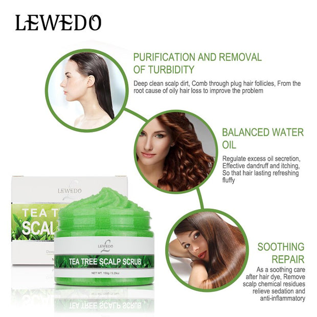 LEWEDO 150g Scalp Massage Scrubs Natural Sea Salt Refreshing Scrub