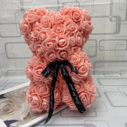 HOT Valentines Day Gift 25cm Red Rose Teddy Bear Rose Flower Artificial Decoration