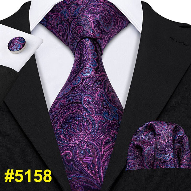 Barry.Wang Designer Purple Paisley Men Ties 8.5cm Wide 100% Silk Tie