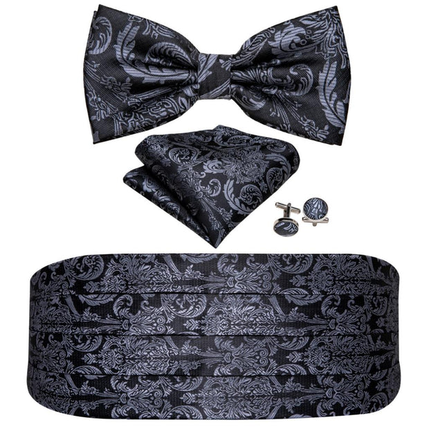 Barry.Wang Mens Brown Bow Tie Plaid Cummerbund Checked
