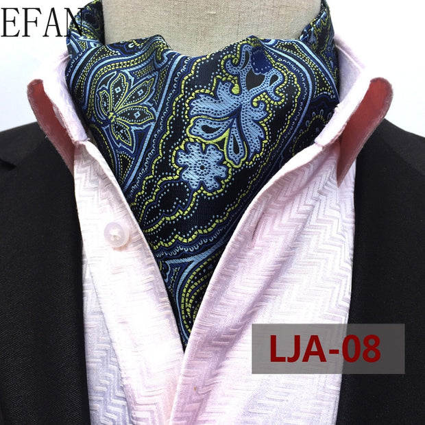 Men Vintage Cashew Floral Wedding Formal Cravat Ascot Scrunch