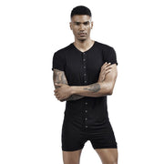 Mens Undershirts Sleepwear Shorts Sleeve Button Causal Loose Jumpsuits