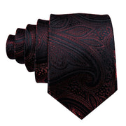 3PC Fashion Luxury Dark Floral 100% Silk Tie Gifts For Men Suit
