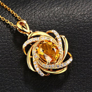Real 18K Gold 2 Carats Topaz Pendant Women Luxury Yellow Gemstone