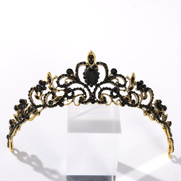Vintage Baroque Black Color Queen Tiaras Crown Diadem Crystal