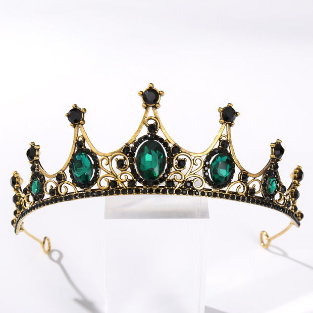 Vintage Baroque Black Color Queen Tiaras Crown Diadem Crystal