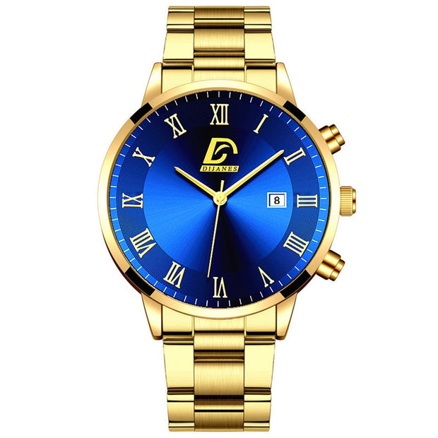 2022 Fashion Mens Gold Stainless Steel Watches Luxury Minimalist Quartz Wrist Watch