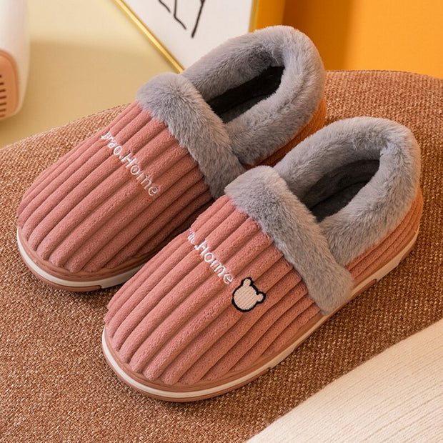 Women Winter Slippers Female Plush Thick Bottom