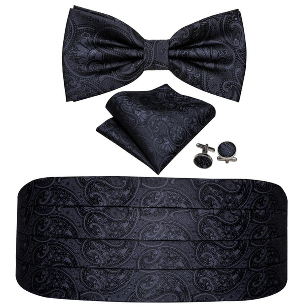 Barry.Wang Mens Brown Bow Tie Plaid Cummerbund Checked