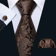 FA-271 Gents Necktie Yellow Paisley 100% Silk Jacquard Tie Hanky Cufflinks Set