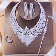 Stonefans Luxury Tassel Rhinestone Bridal Jewelry Sets for Women Wedding