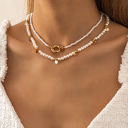 Natural Baroque Pearl Necklace Fashion Creative Irregular Metal Chain