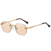 HBK Blue MIRROR Frameless Gold Metal Ladies Sunglasses