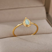Red Opal Rings For Women Stainless Steel Gold Color Finger Ring