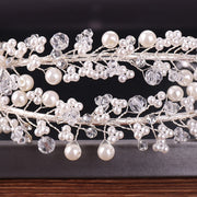 White Pearl Bridal Hairbands Tiaras Wedding Crown Headband For Bride