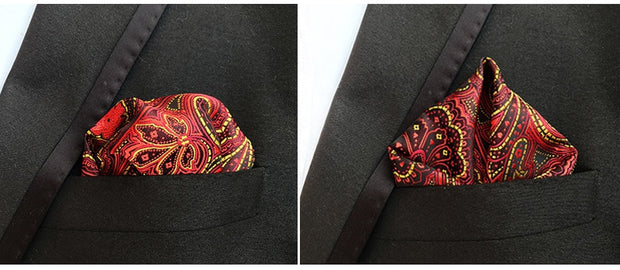EASY.H Luxury 25*25CM  Vintage Floral Paisley Silk Hanky Pocket Square