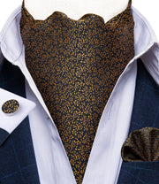 Men Premium Silk Ascot Tie Set Paisley Floral Blue Red Vintage Wedding