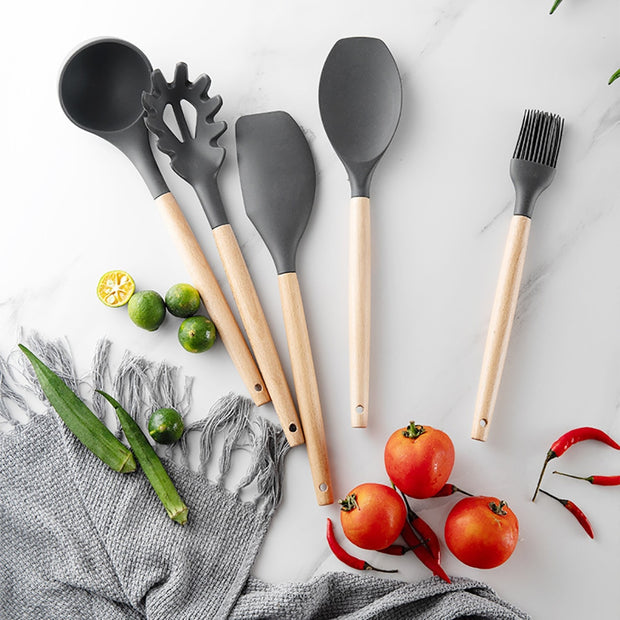 Silicone Kitchenware Cooking Utensils Set Non-stick Cookware Spatula Set