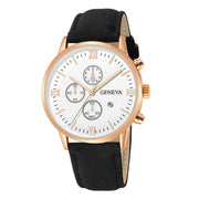 Men Casual Sport Watches Geneva Leather Band Calendar Quartz Watch
