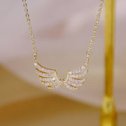 14k Plated Gold Exquisite simplicity Angel Wings Necklace Charm Short Design