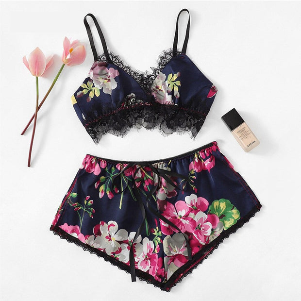 Pajama Set Women Sexy Printing Spaghetti Strap