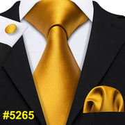 LS-5090 New Mens Ties Handkerchief Set 11 Colors Solid Silk Ties For Men