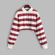 Fashion Winter Women Rainbow Striped Hoodies