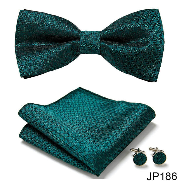 New Paisley  Bow Tie for men Wedding Bowtie Handkerchief Cufflink Set