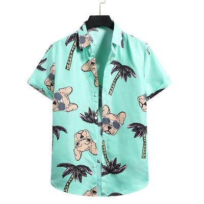 Mens Cardigan Short Sleeve Hawaiian Beach Flower T Shirt Mens