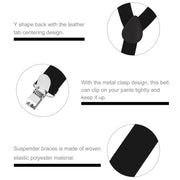 Clip-on Suspenders 3 Clip Pants Braces Adjustable Elasticated Suspender