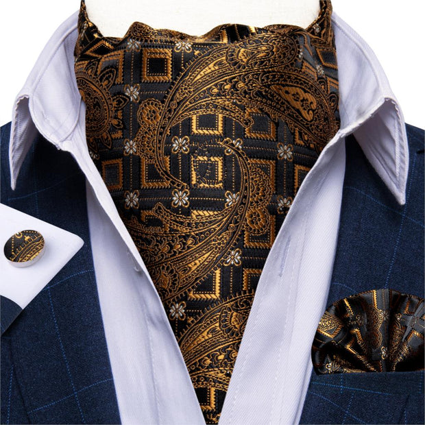 Luxury Men&#39;s Vintage Paisley Floral Formal Cravat Ascot Tie Self British Style