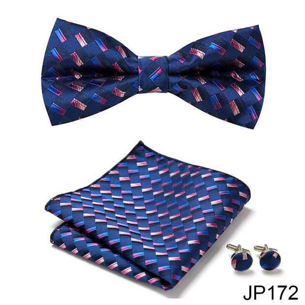 New Paisley  Bow Tie for men Wedding Bowtie Handkerchief Cufflink Set