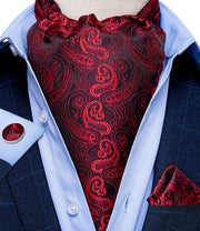 Luxury Men&#39;s Vintage Paisley Floral Formal Cravat Ascot Tie Self British Style