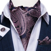 Luxury Men&#39;s Vintage Paisley Floral Formal Cravat Ascot Tie Self British Style