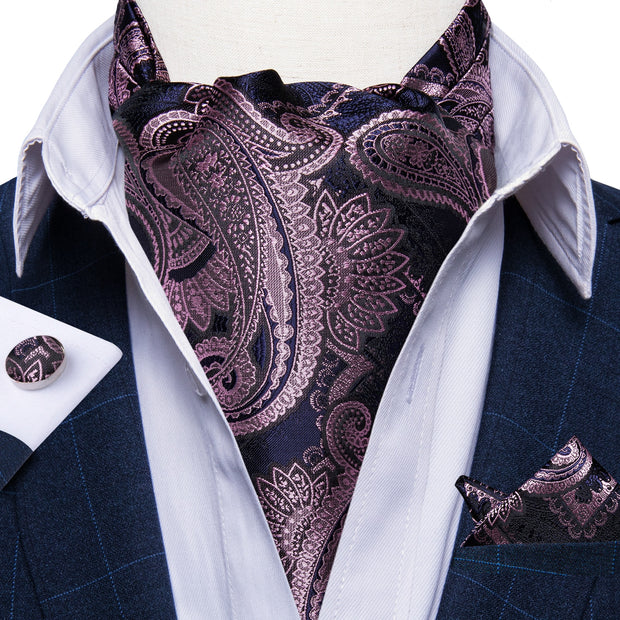 Luxury Men&#39;s Vintage Paisley Floral Formal Cravat Ascot Tie Self British Style