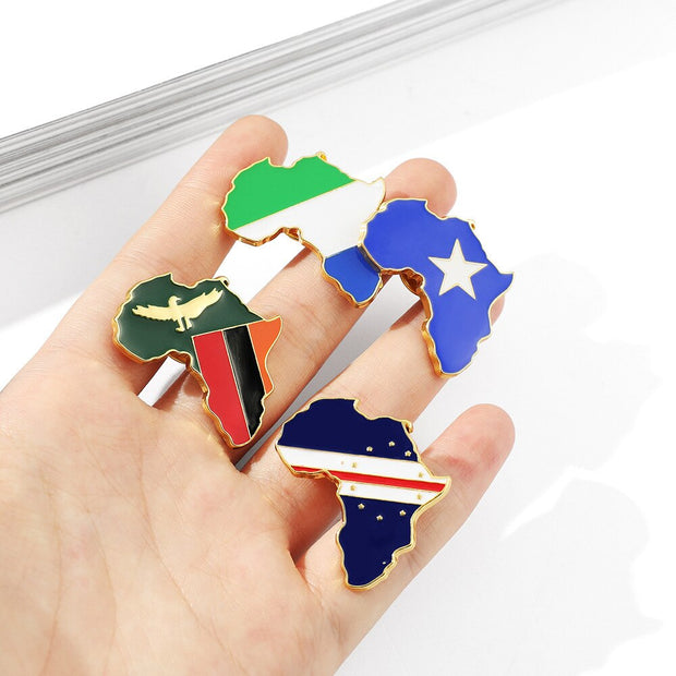 SOMESOOR African Map Countries Flag Brooch