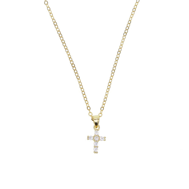 2022 High Quality S925 Sterling Pave AAA Cz Tiny Cute Cross Pendant Necklaces